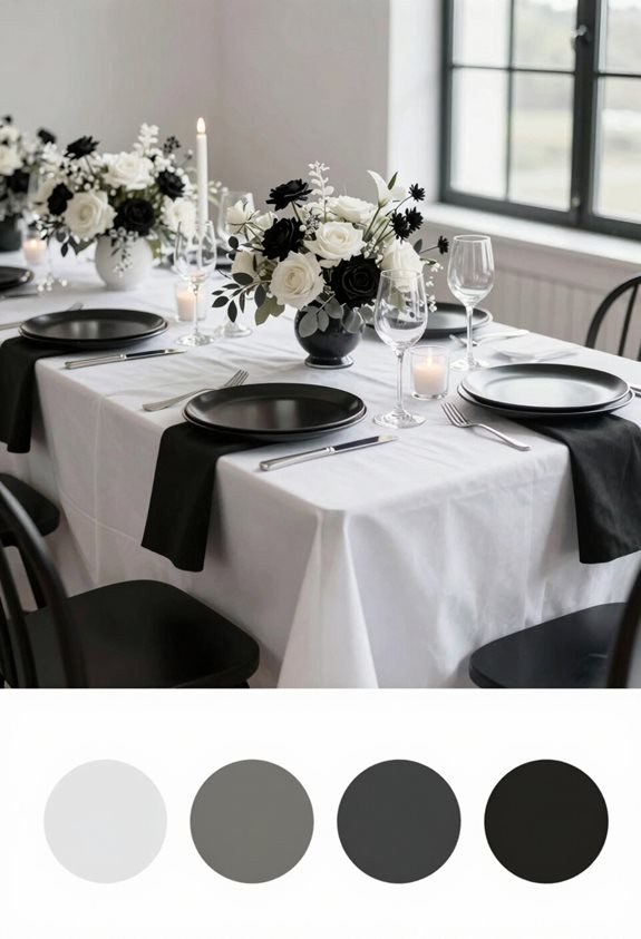 alternating black and white tablescapes