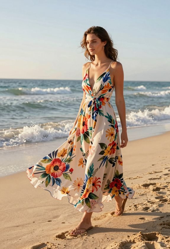 beach wedding floral maxi
