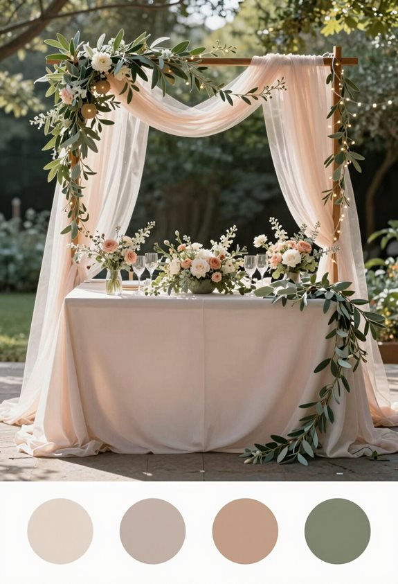 blush tulle sage vines