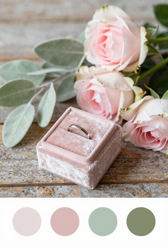 blush velvet monogrammed ring box