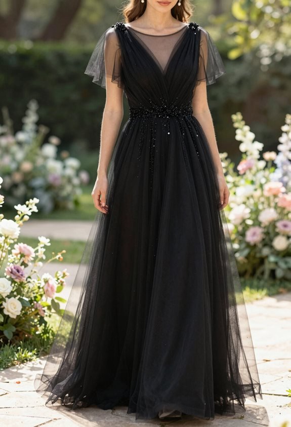 bold black tulle gown