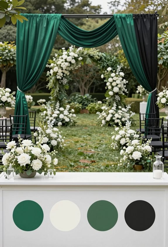 bold emerald black florals
