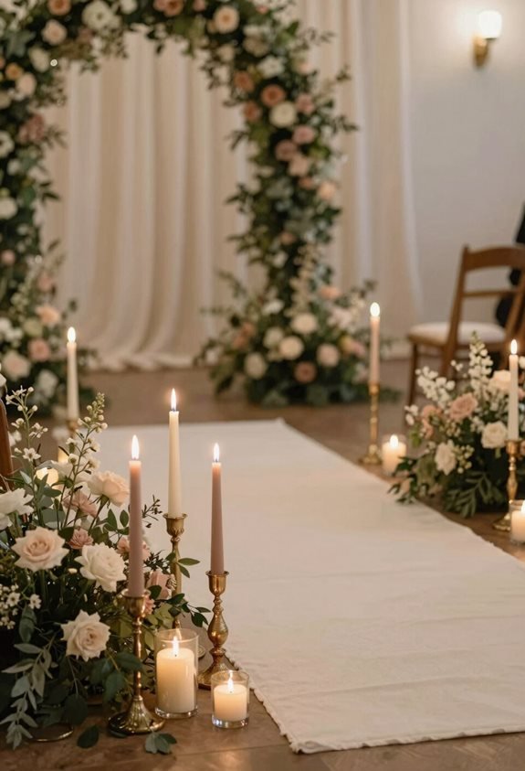 candlelit romantic aisle decor