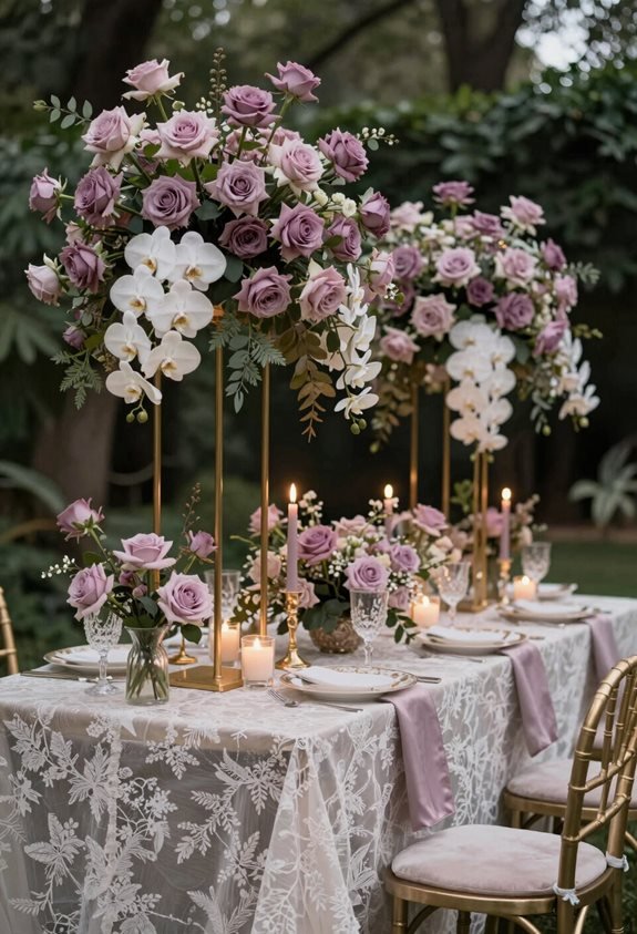 cascading roses and orchids
