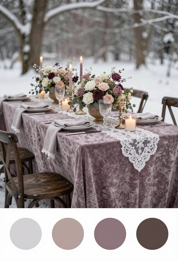 charcoal mauve winter wedding
