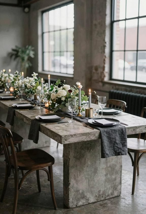 chic concrete inspired tablescapes