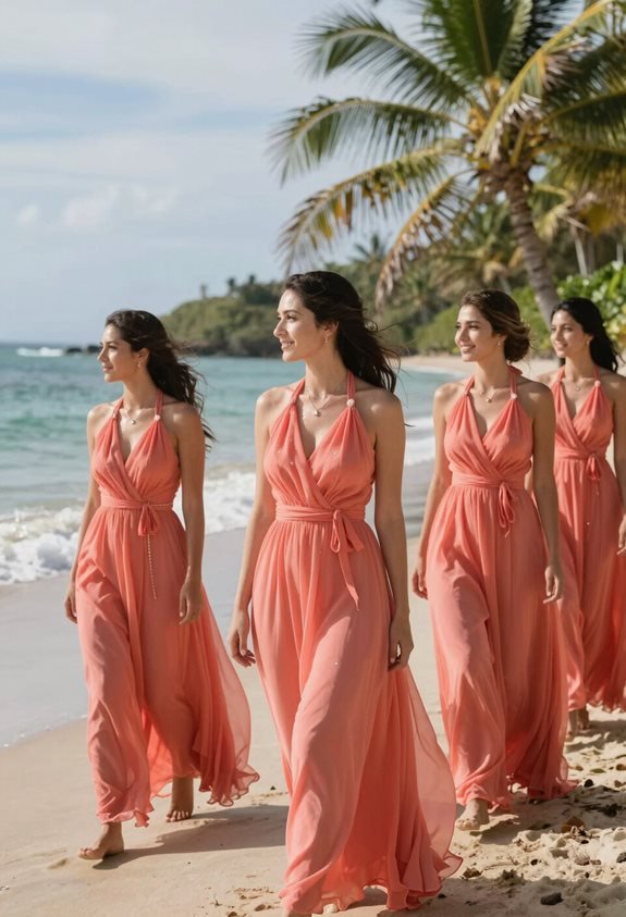 chic coral halter dress