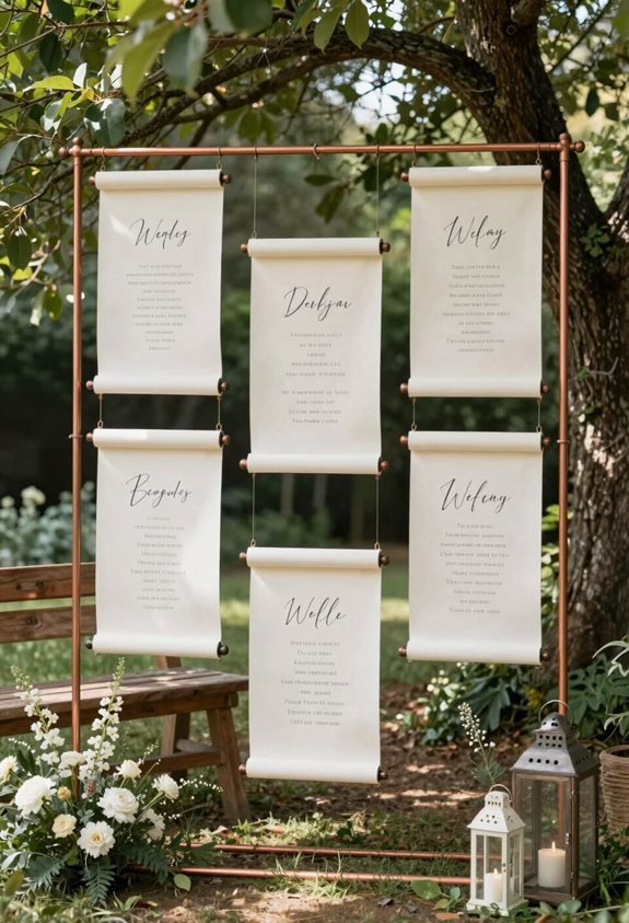 chic fabric scroll signs