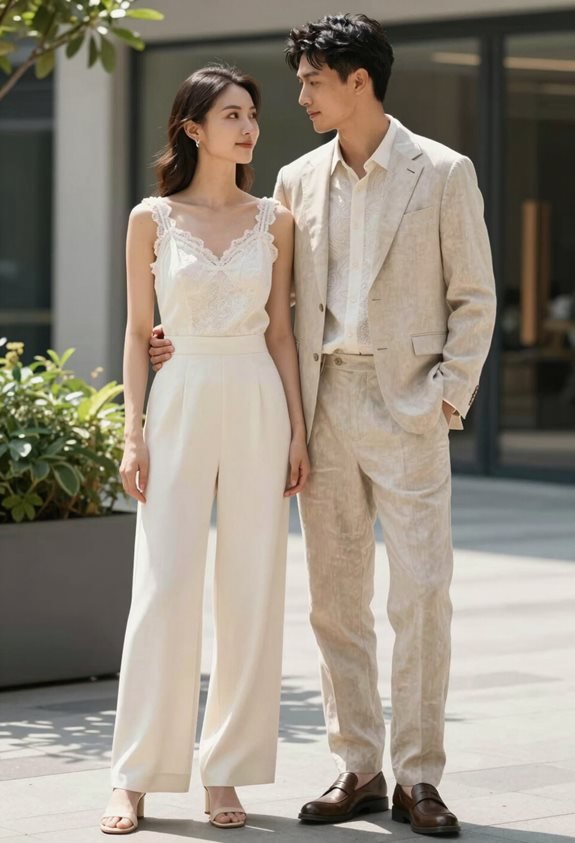 chic neutral wedding attire