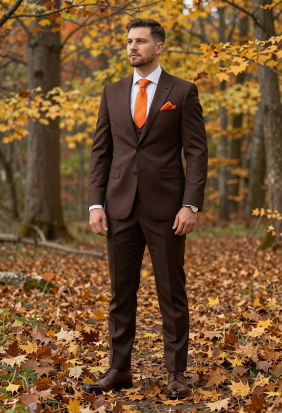 chocolate suit burnt orange
