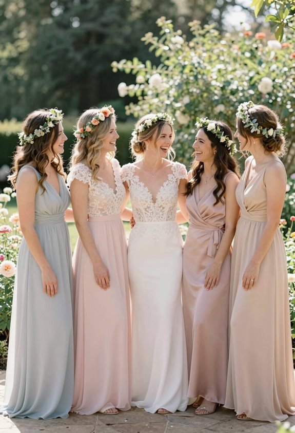 cohesive mismatched bridesmaid attire