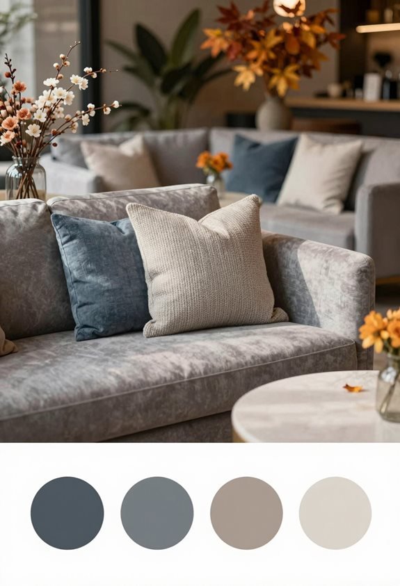cozy gray and blue seating