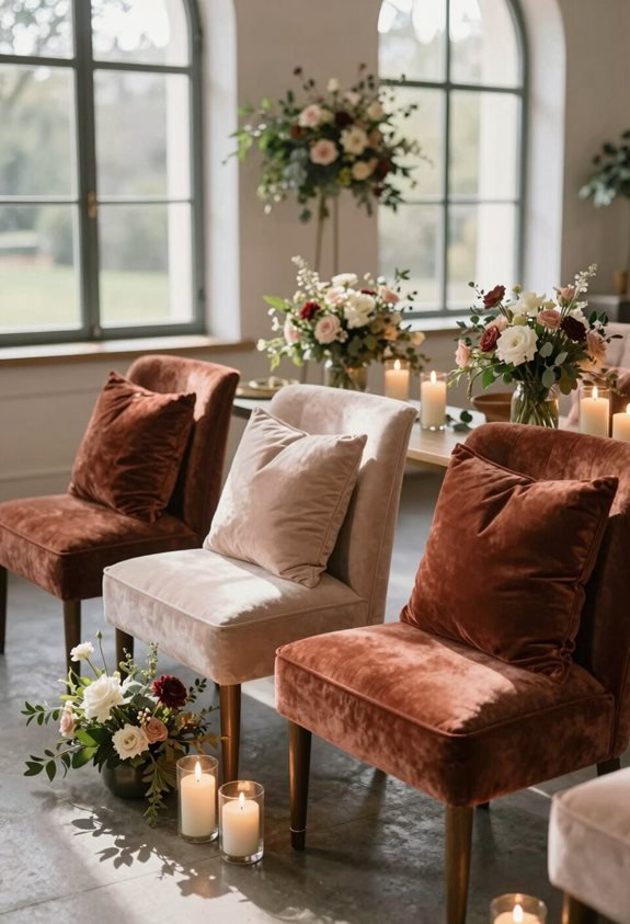cozy velvet seating accents