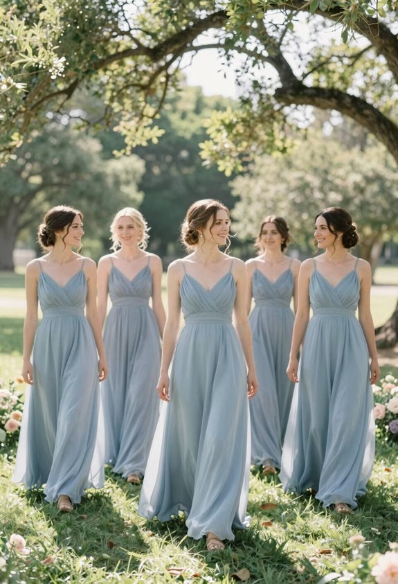 dusty blue chiffon elegance