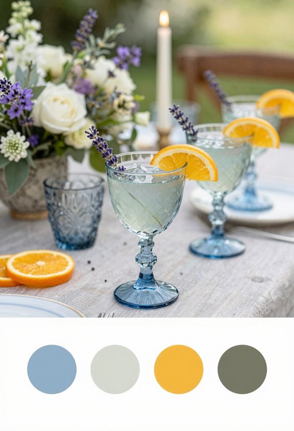 dusty blue cocktail garnishes