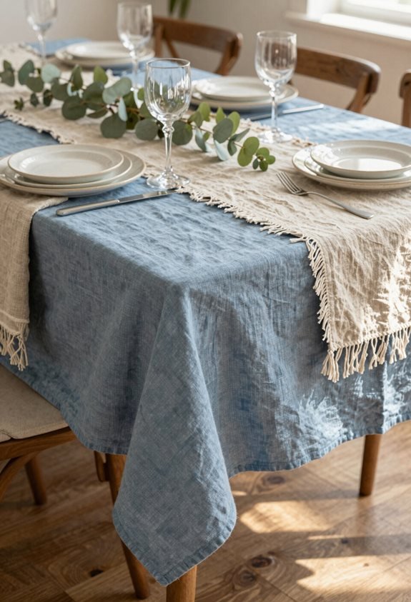 dusty blue linen elegance