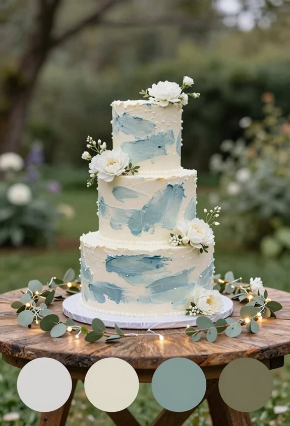 dusty blue wedding cake
