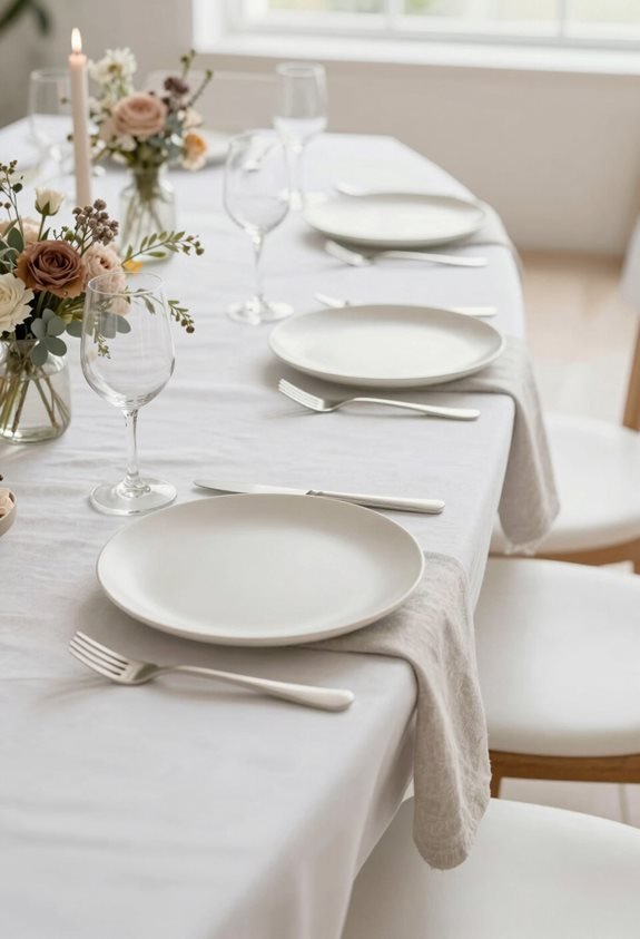 elegant all white table settings