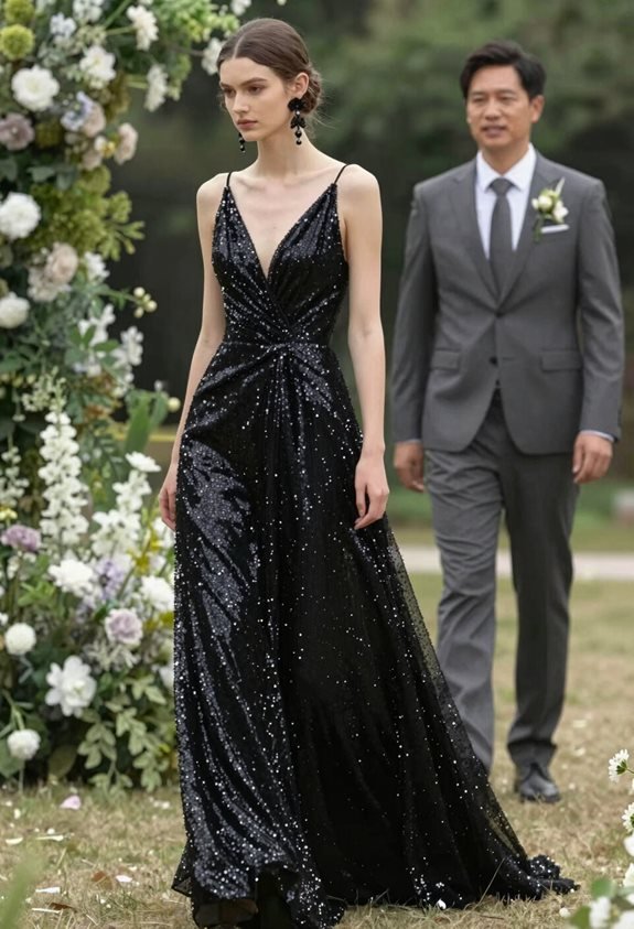 elegant black gown accessories