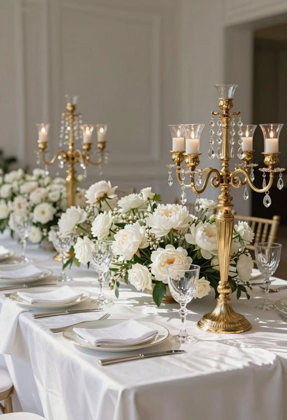 elegant gold candelabras centerpiece