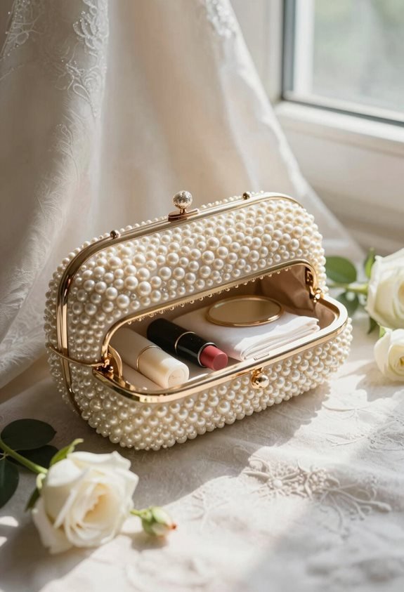 elegant ivory pearl clutch