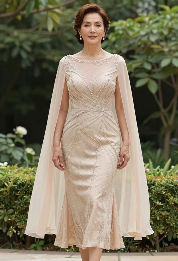 elegant midi dress cape