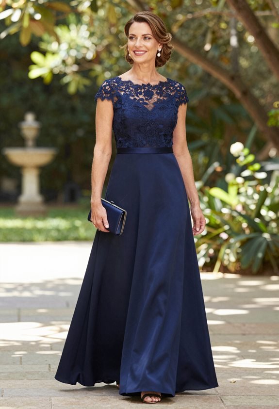 elegant navy a line dress