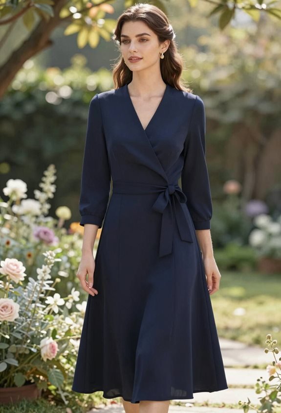 elegant navy wrap dress