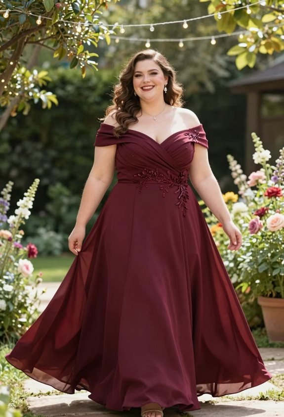 elegant off shoulder wine dress