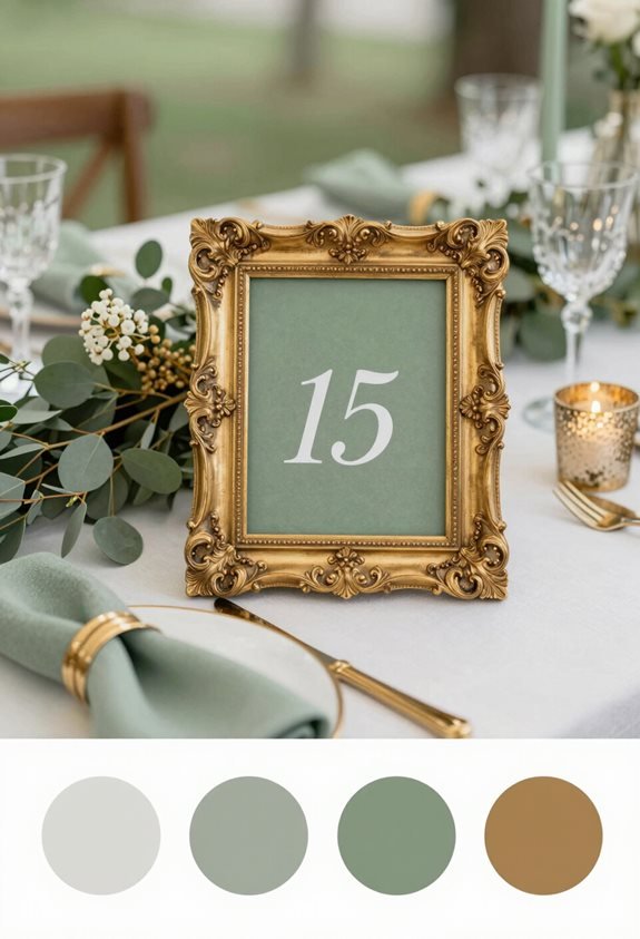 elegant sage green table numbers