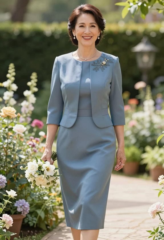 elegant slate blue ensemble