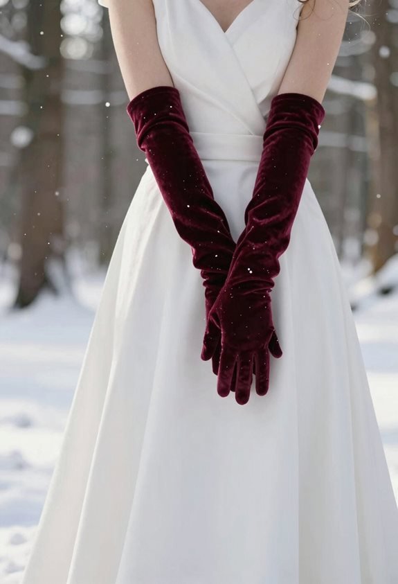 elegant velvet wedding gloves