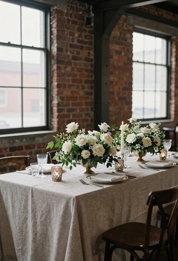 elegant white rose arrangements
