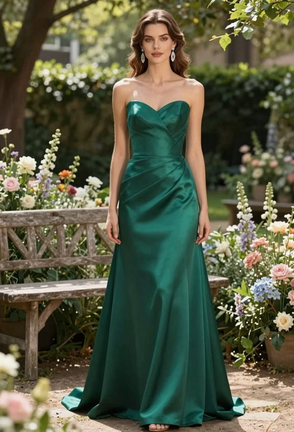 emerald gown with earrings