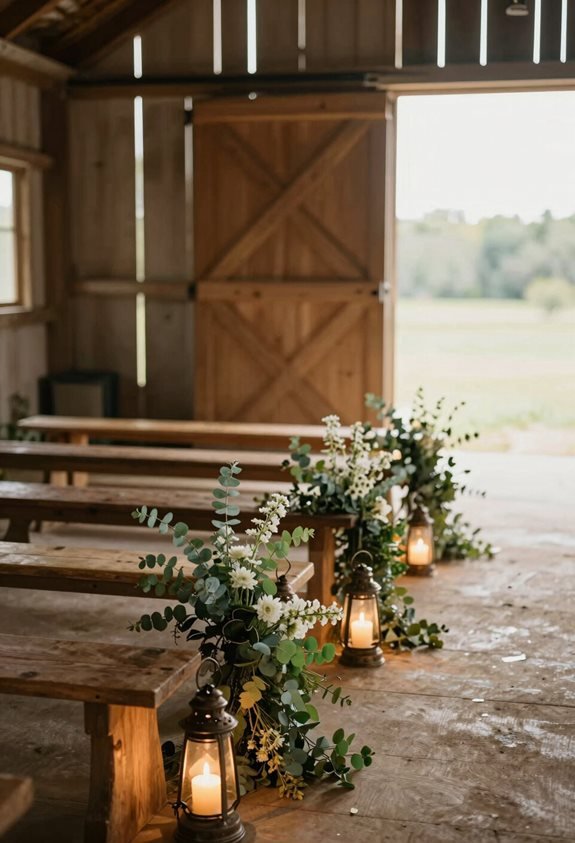 eucalyptus garland and lanterns