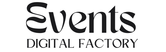 Events Digital Factory logo in elegant black font on transparent background.