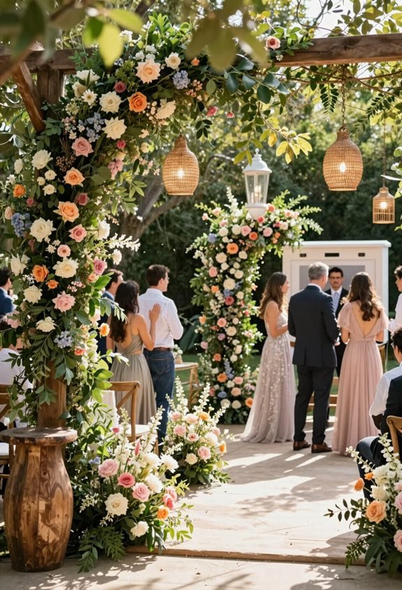 floral themed photo booth setup