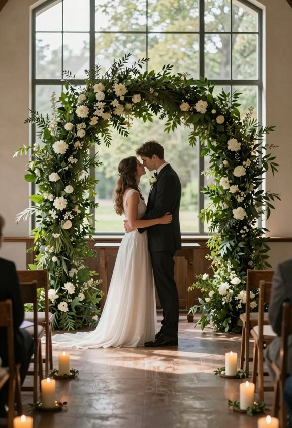 intimate greenery wedding arch