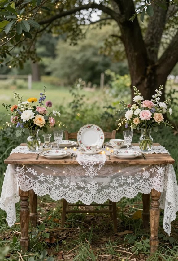 lace covered sweetheart table elegance