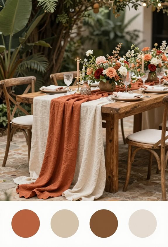 layered terracotta cream linens
