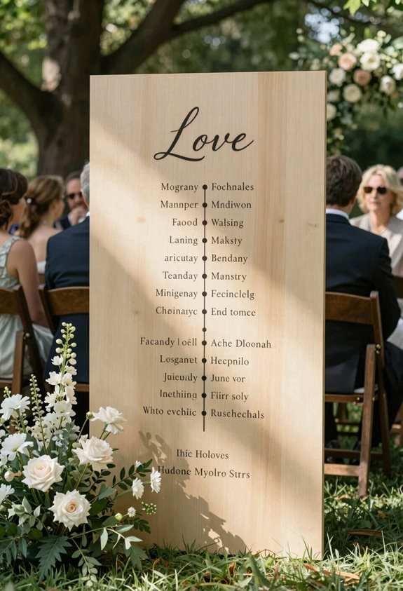 love story timeline signage