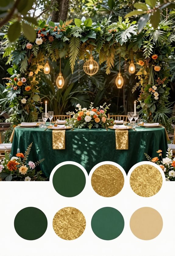lush greenery gold lighting