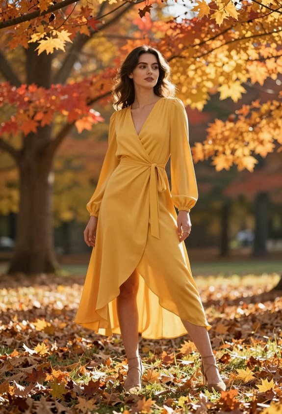 marigold wrap dress elegance