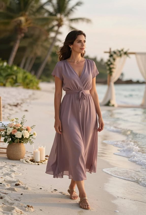 mauve a line beach wedding