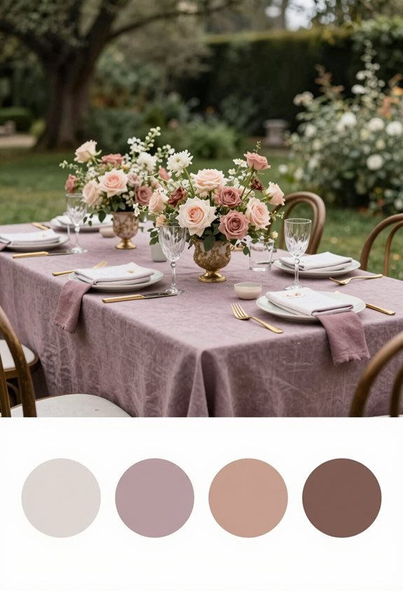 mauve plum blush brass