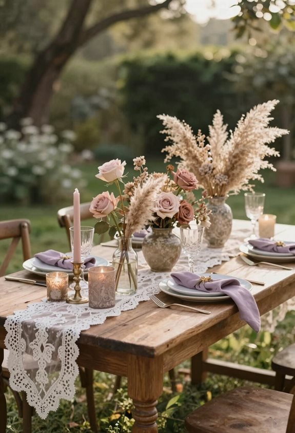mauve taupe boho wedding decor