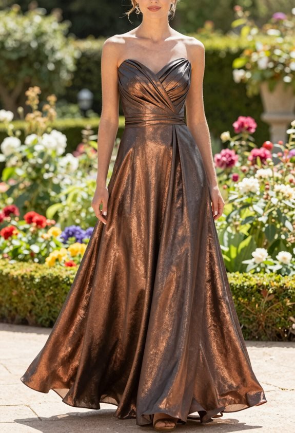 metallic bronze structured dress
