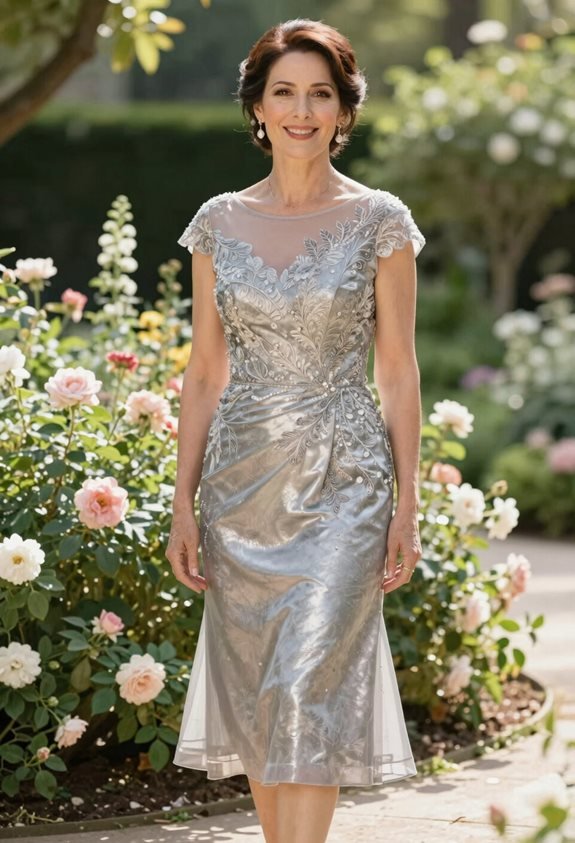 metallic silver midi elegance