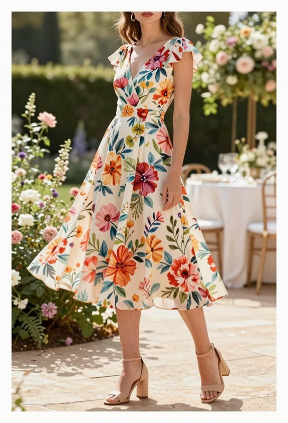 midi dress and block heels