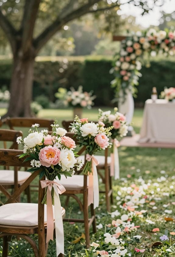 mini bouquets on chairs